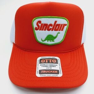 Red and White Otto With Sinclair Patch Foam Trucker Mesh Snapback Hat Cap
